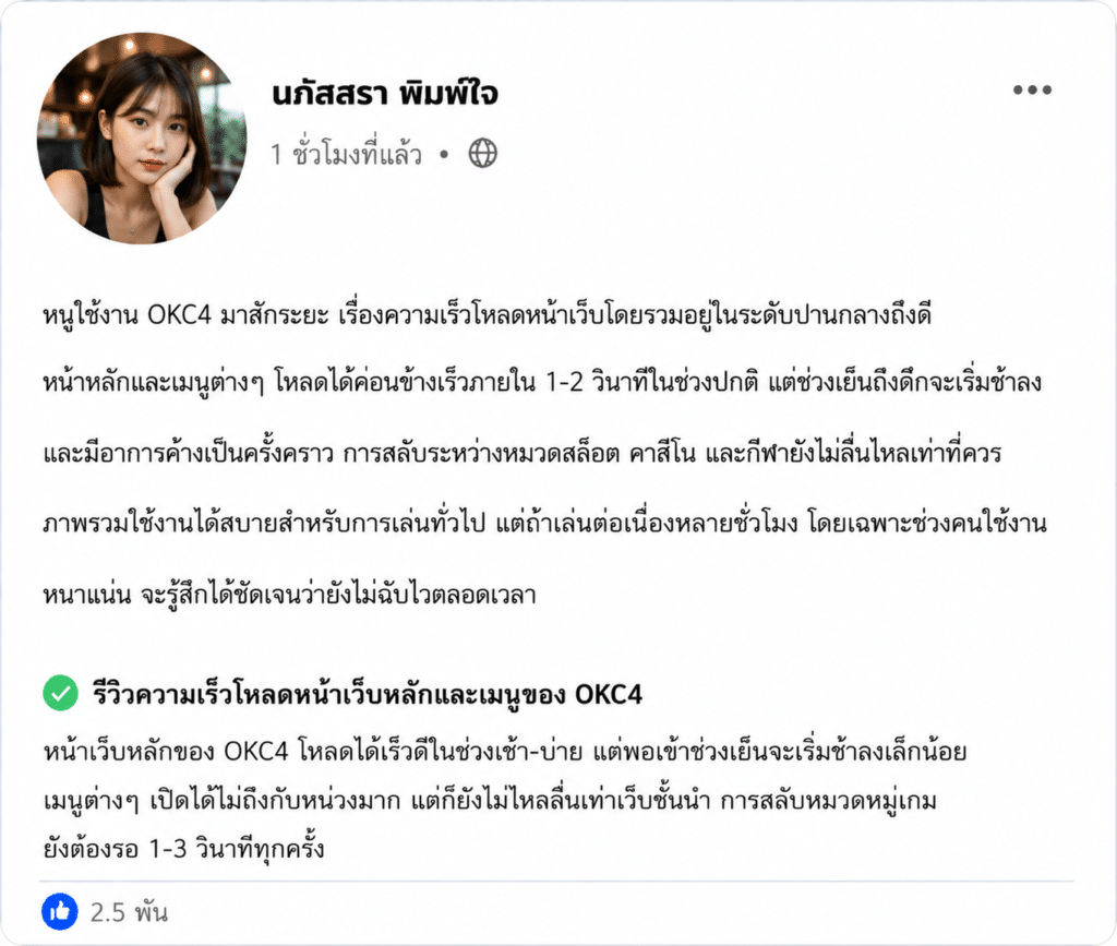 รีวิวความเร็วโหลดหน้าเว็บ OKC4: ไวใช้ได้หรือยังมีจุดค้าง?